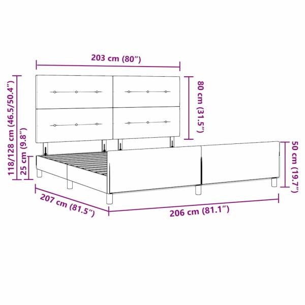 Bettgestell in Creme 200x200 cm aus Stoff