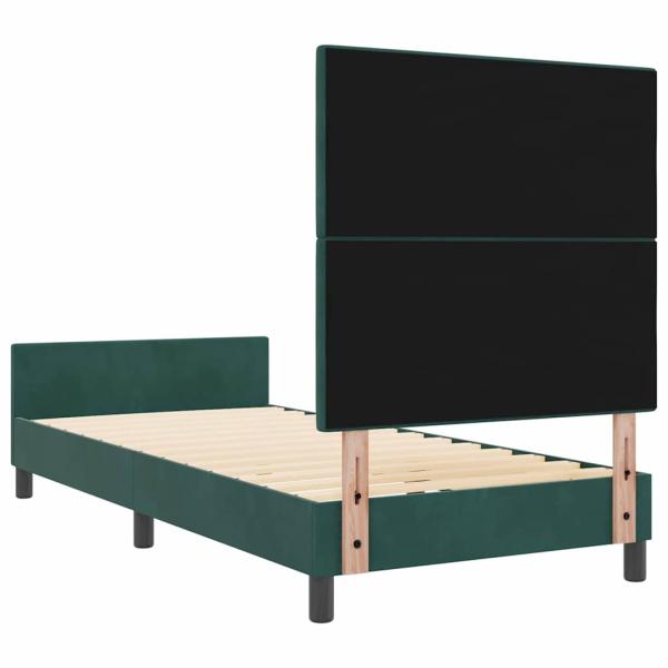 Dunkelgrünes Samt-Bettgestell 100x200 cm