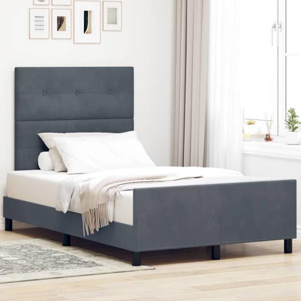 ARDEBO.de - Bettgestell Dunkelgrau 120x190 cm Samt