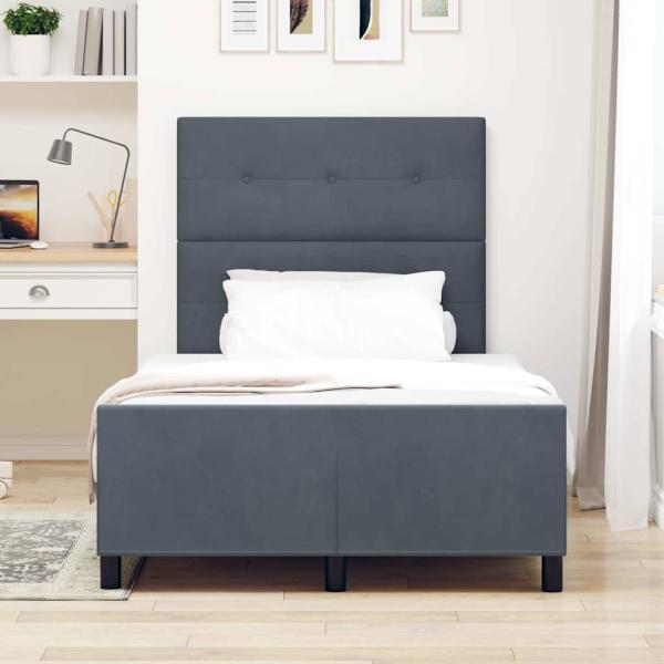 Boxspringbett mit Kopfteil Dunkelgrau 120 x 200 cm Samt
