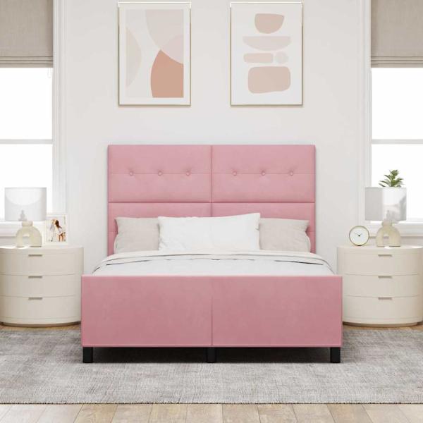 Boxspringbett mit Kopfteil Rosa 140 x 200 cm Samt