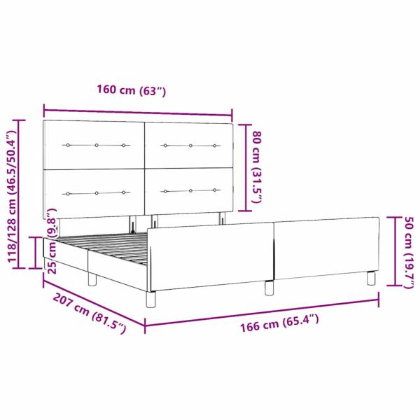 Bettgestell Hellgrau 160x200 cm Samt