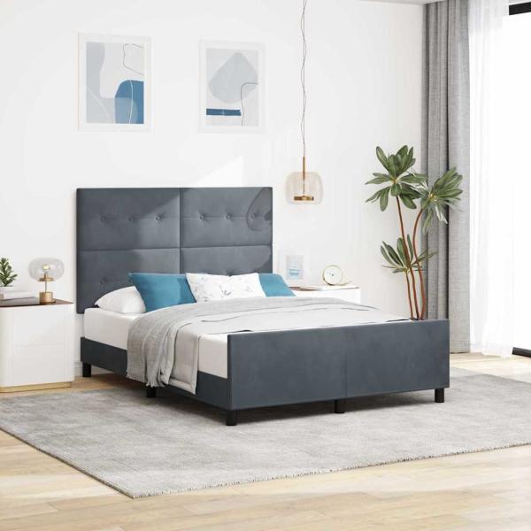ARDEBO.de - Bettgestell Dunkelgrau 160x200 cm Samt