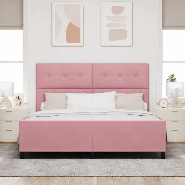 Pinkes Samtbettgestell 180x200 cm