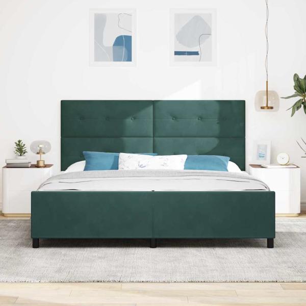 Boxspringbett mit Kopfteil Dunkelgrün 200 x 200 cm Samt