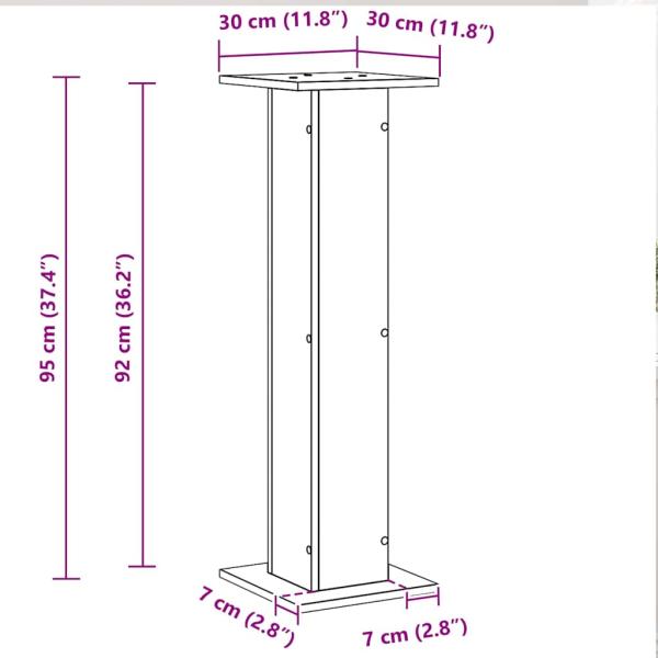 Pflanzenständer 2 pcs Schwarz Eichen-Optik 30 x 30 x 95 cm