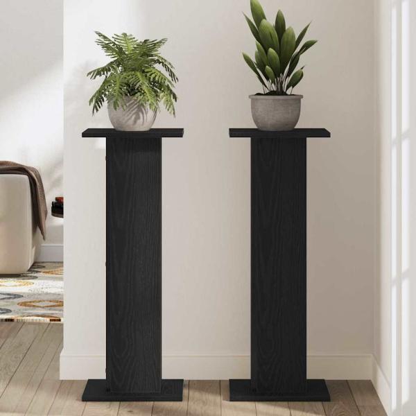 Pflanzenständer 2 pcs Schwarz Eichen-Optik 30 x 30 x 80 cm