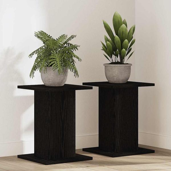ARDEBO.de - Pflanzenständer 2 Stück Schwarz Eiche 30x30x40 cm Engineered Wood
