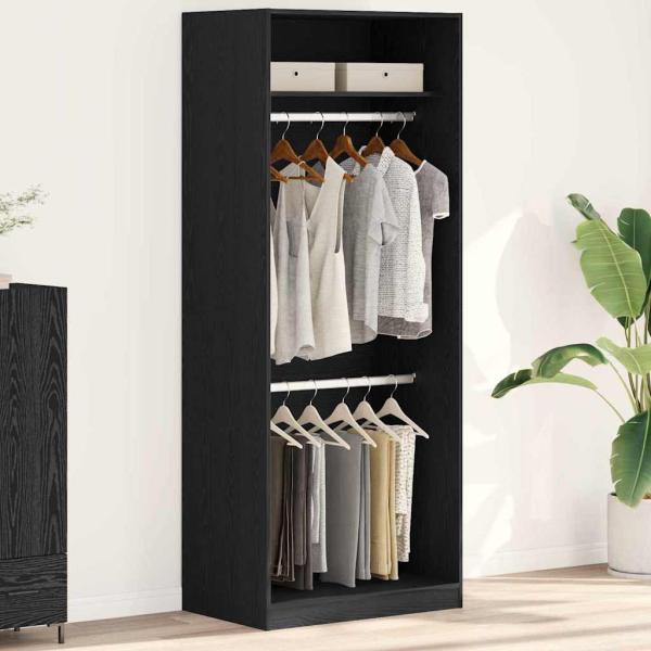 ARDEBO.de - Kleiderschrank Schwarz Eiche 80x50x200 cm Holzwerkstoff