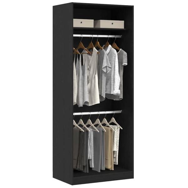 Kleiderschrank Schwarz Eiche 80x50x200 cm Holzwerkstoff