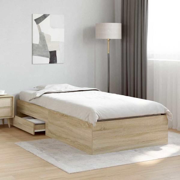 ARDEBO.de - Bettgestell Sonoma Eiche 90x190 cm Spanplatte