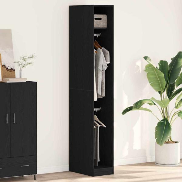 ARDEBO.de - Kleiderschrank Schwarz Eiche 30x50x200 cm Ingenieurholz