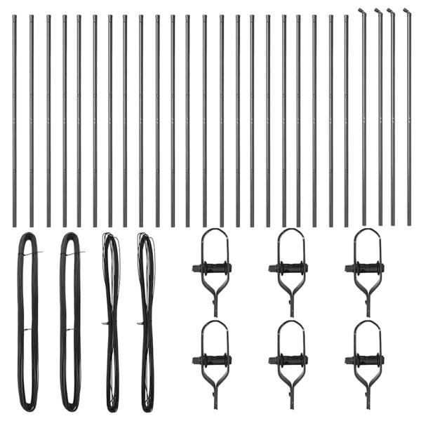 Zaunpfosten 26 Stück Grau Ø32 mm 210 cm Verzinkter Stahl