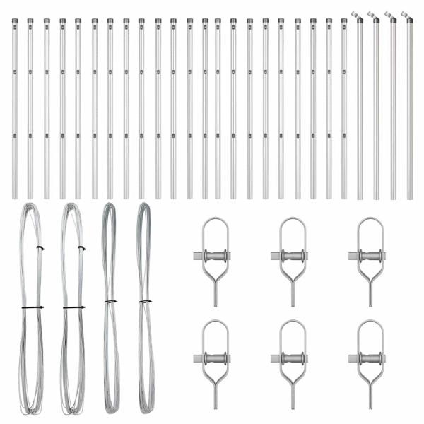 Zaunpfosten 26 Stück Ø32 mm 80 cm Galvanisiertes Stahl