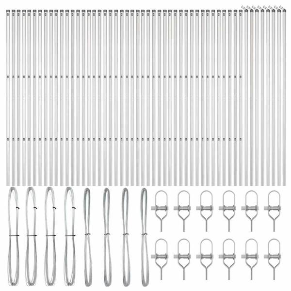 Zaunpfosten 52 Stück Ø32 mm 170 cm Verzinkter Stahl