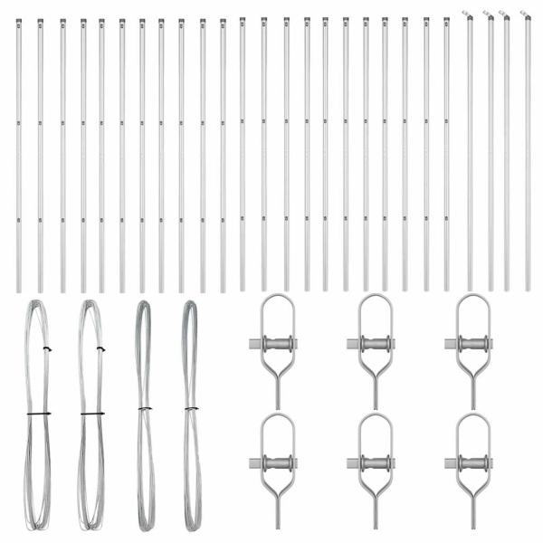 Zaunpfosten 26 Stück Ø32 mm 210 cm galvanisierter Stahl