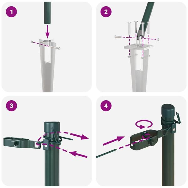 Zaunpfosten mit Spike 52 Stück Ø32 mm 170 cm Galvanisiertes Stahl