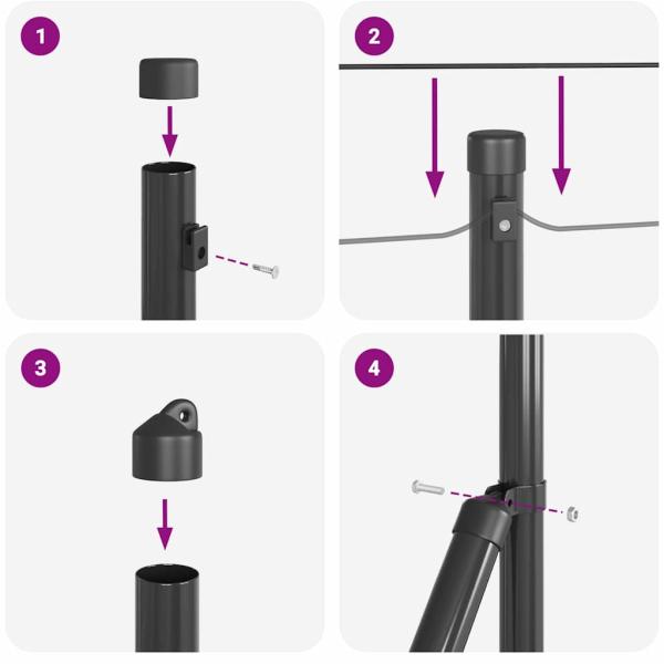 Zaunpfosten mit Spitze 26 Stück Ø32 mm 100 cm Verzinkter Stahl