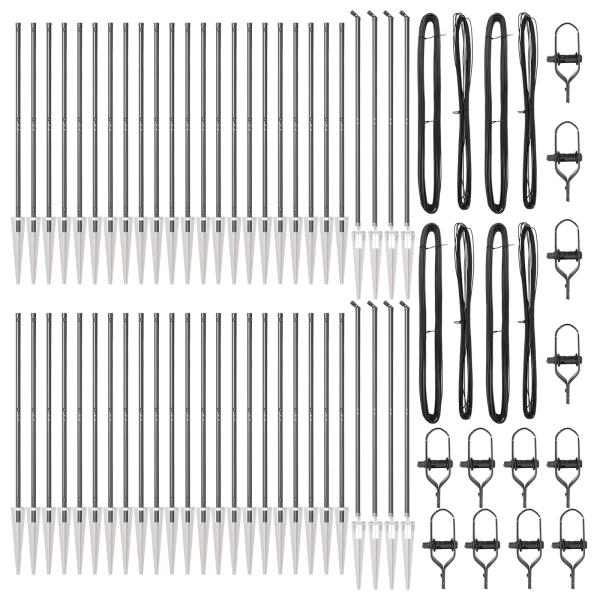 Zaunpfosten mit Spike 52 Stück Ø32 mm 140 cm Verzinkter Stahl