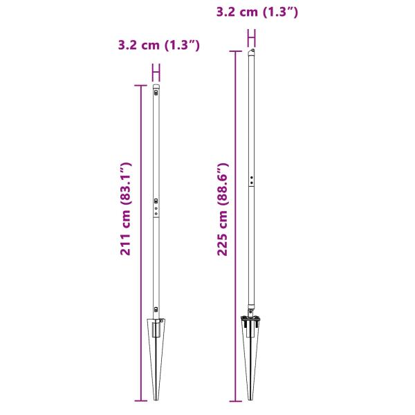 Zaunpfosten mit Spitze 52 Stück Ø32 mm 180 cm Verzinkter Stahl