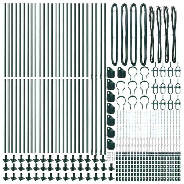 Zaunpfosten Set von 52 Grün Pulverbeschichteter Stahl