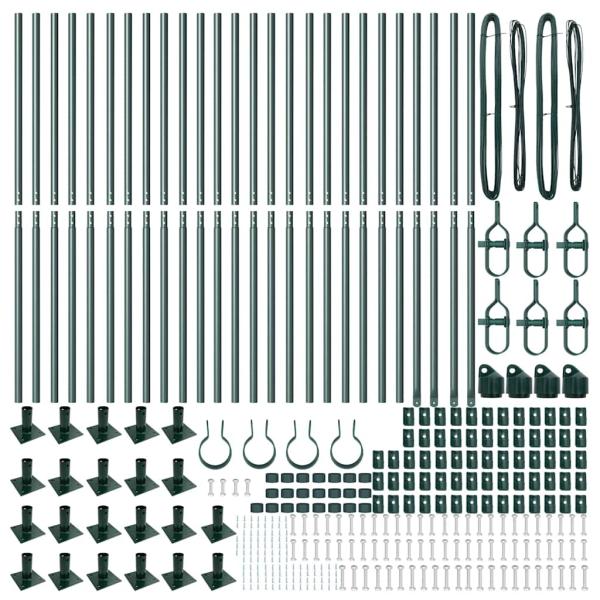 Zaunpfosten Set aus 52 Grün Beton, Stahl 3,2 x 3,2 x 83,5 cm