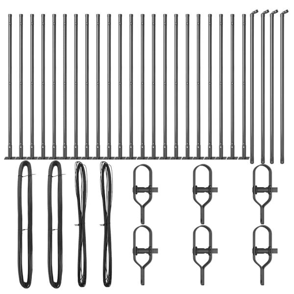 Zaunpfosten Set aus 26 Grau Beton, Metall 3,2 x 3,2 x 70 cm