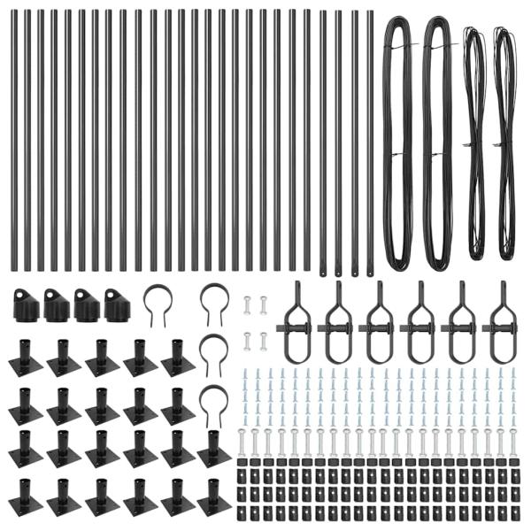 Zaunpfosten Set aus 26 Grau Beton, Metall 3,2 x 3,2 x 70 cm