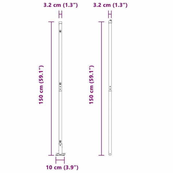Zaunpfosten Set von 52 Grau Beton 3,2 x 3,2 x 78,5 cm Langlebig