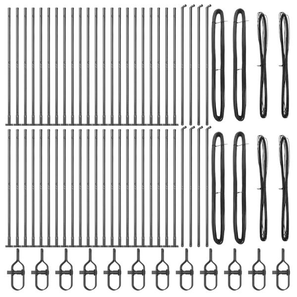 Zaunpfosten Set mit 104 Grau Beton, Metall 3,2 x 3,2 x 78,5 cm