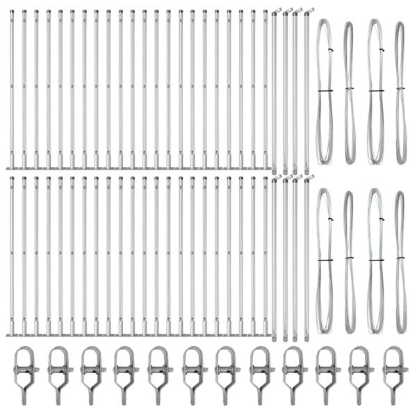 Zaunpfosten Set von 52 Verzinkter Stahl 3,2 x 3,2 x 70 cm Haltbar
