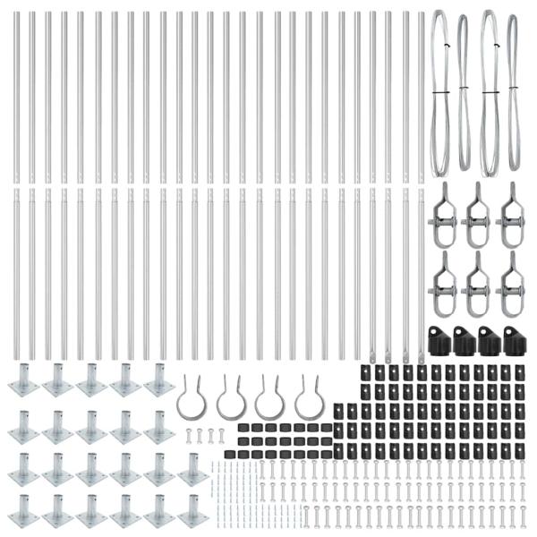 Zaunpfosten Set von 52 Verzinkter Stahl 3,2 x 3,2 x 78,5 cm