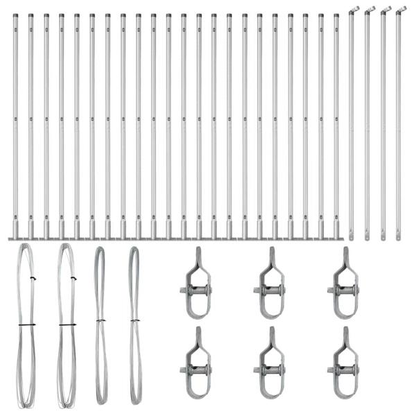 Zaunpfosten Set aus 52 Verzinkter Stahl 3.2 x 3.2 x 88.5 cm