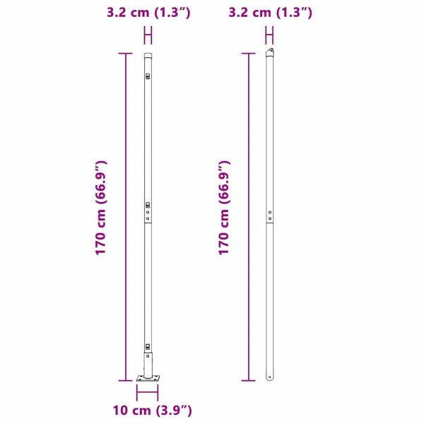 Zaunpfosten Set von 104 Verzinkter Stahl 3,2 x 3,2 x 88,5 cm
