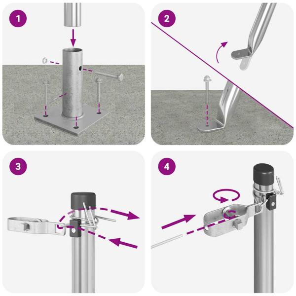 Zaunpfosten Set von 104 Verzinkter Stahl 3,2 x 3,2 x 88,5 cm