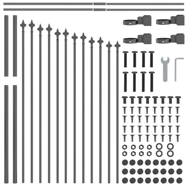 Gartenzaun mit Bogenoberseite grau, 3,4 x 1 m, aus Stahl