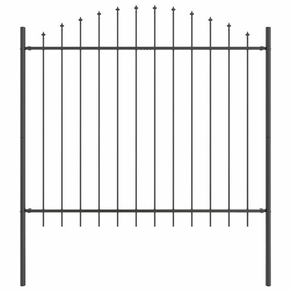 Gartenzaun mit Bogen oben Grau 3,4x1,5 m Stahl