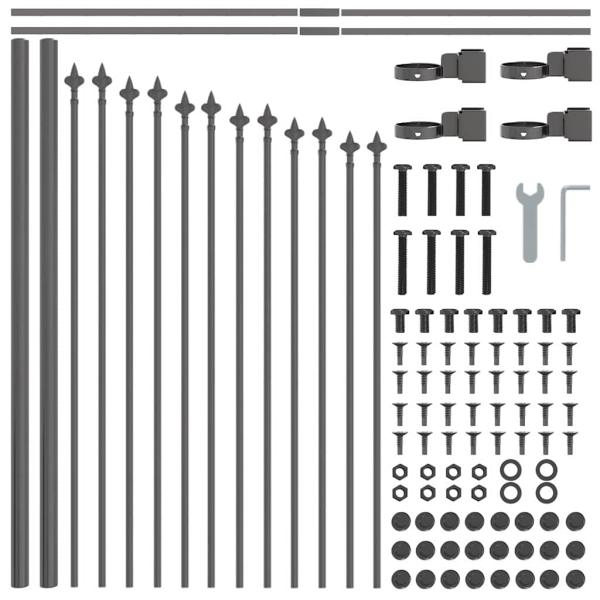 Gartenzaun mit Bogenoberteil Grau 5,1x0,75 m Stahl