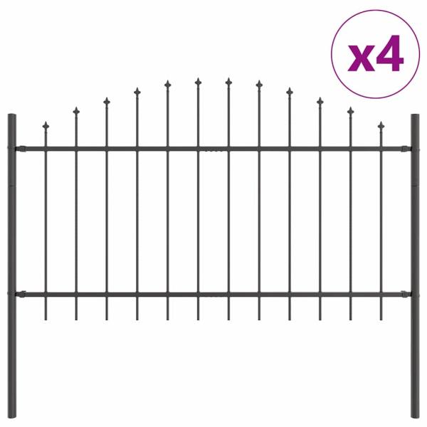 Gartenzaun mit Bogenoberteil in Grau 6,8x1 m aus Stahl