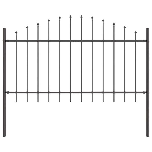Gartenzaun mit Bogenoberteil Grau 8,5x1 m Stahl