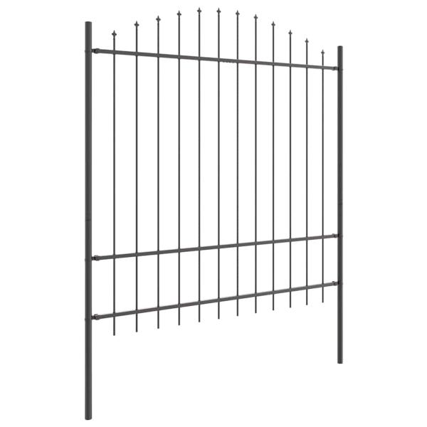 Gartenzaun mit Bogenoberseite Grau 8,5x1,75 m Stahl