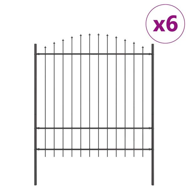 Gartenzaun mit Bogenoberteil Grau 10,2x1,75 m Stahl