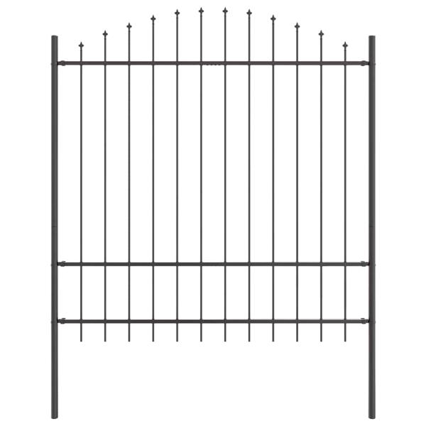 Gartenzaun mit Bogenoberteil Grau 10,2x1,75 m Stahl