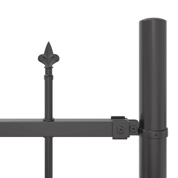 Gartenzaun mit Bogenoberteil Grau 10,2x1,75 m Stahl