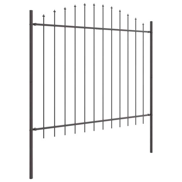 Gartenzaun mit Bogenoberseite grau 11,9x1,25 m aus Stahl