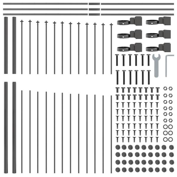Gartenzaun mit Bogenoberteil Grau 11,9 x 1,75 m aus Stahl