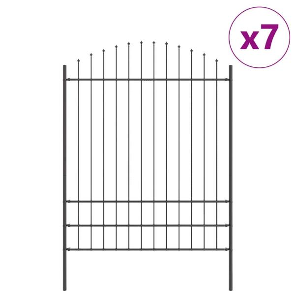 Gartenzaun mit Bogenoberteil in Grau, 11,9x2 m aus Stahl