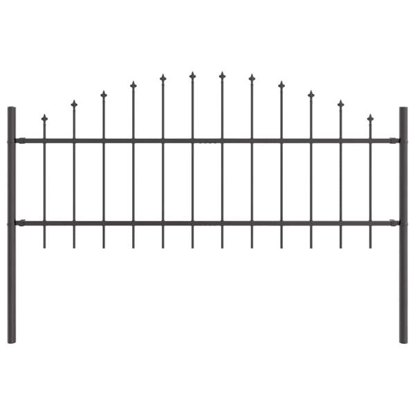 Gartenzaun mit Bogenoberteil Grau 13,6 x 0,75 m aus Stahl