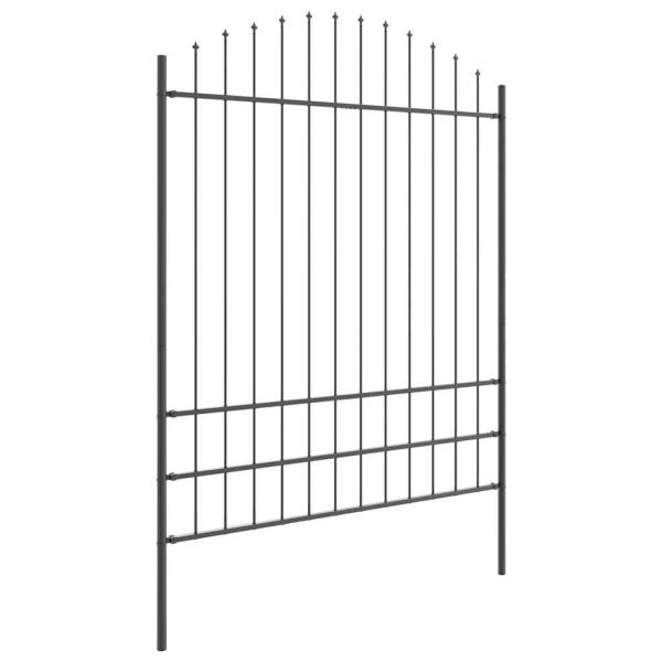 Gartenzaun mit Bogenoberteil Grau 13,6x2 m aus Stahl