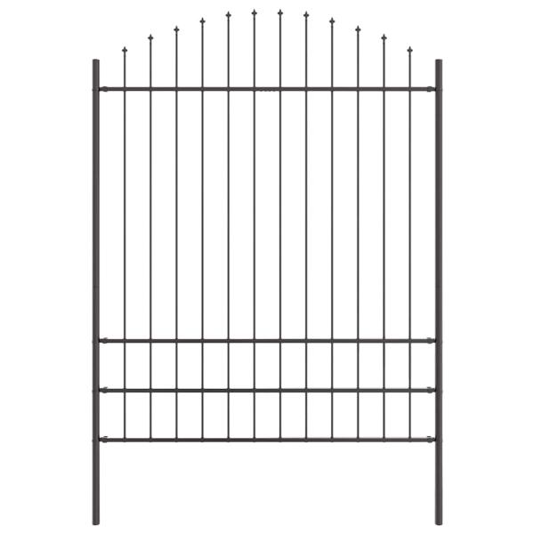 Gartenzaun mit Bogenoberteil Grau 13,6x2 m aus Stahl